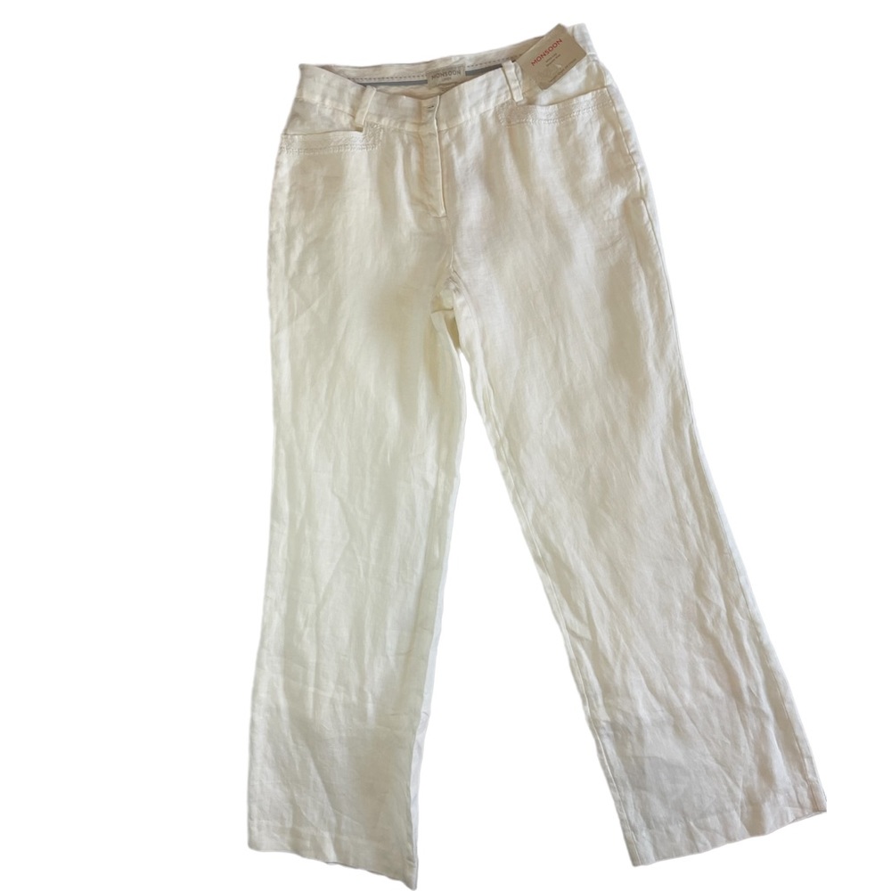 Monsoon London 100% Linen Wide Leg Summer Pants Sz 4